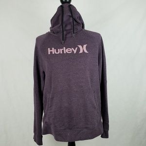 Hurley plum colored hoodie with funnel neck medium